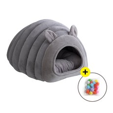 Zeresi 애벌레 고양이집 강아지집 고양이숨숨집 워머 겨울냥이 쿠션 하우스 + 토이볼 20p, 잿빛, 1개