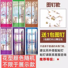 防蚊門簾 磁性 臥室隔斷 通風 紗窗 軟紗門, 顏色圖案隨機,80X200CM【內附圖釘1包】
