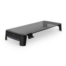 지니비 GMS2 강화유리 모니터받침대, 1개, 블랙(스마트 USB 허브 추가)