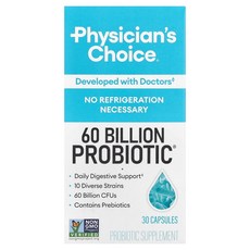 Physician's Choice 60 Billion Probiotic® 캡슐 30정 Choice (피지션스 초이스), Physician's Choice, 60 Billion, 1개