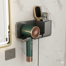 로블레 무타공 드라이기거치대 헤어드라이기 수납 욕실, 그레이, 1개