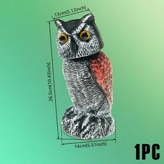 2개 현실적인 올빼미 미끼 PE 시뮬레이션 올빼미 새 억제 장치 360개 포함 ° 정원 장식 위해 새 겁주게, 02 D, 1개