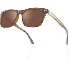 바이포컬 리딩 선글라스 남성 클리어 탑 아세테이트 프레임 선 리더기메탈 코어 와이어 자외선 차단 스프링 힌지 포함, Bifocal Sun Readers/Tortoise, 2.0 x, 1개