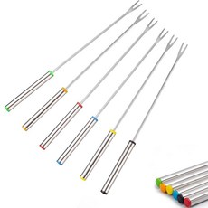 스테인리스 스틸 퐁듀 포크 18개 세트 24.1cm(9.5인치) 컬러 코드 치즈 스틱 초콜릿 과일용 내열성 손잡이 포함