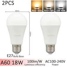 전구 2개 3색 CCT 벽 스위치 AC110V 220V E27 B22 18W 24W 메모리 기능 색온도 재설정 조명 침실용, [03] 18W E27, [01] AC100-240V
