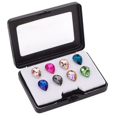 보석 전시 수납함 뚜껑 투명 창문 디자인 스펀지 안감 포함 1개입, 블랙