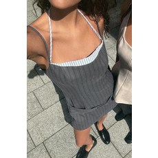 [ZARA] 자라 콘트라스트 핀스트라이프 드레스 - 블루 / 그레이 2974485