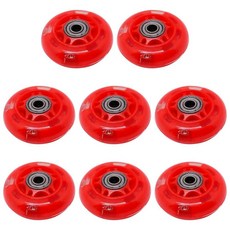 BENLIUDH 베어링이 있는 인라인 스케이트 휠 6.3cm2.5인치 롤러 블레이드 64mm 야외 및 실내 투명 사무실 의자 수하물용4팩 실버 164533, 레드