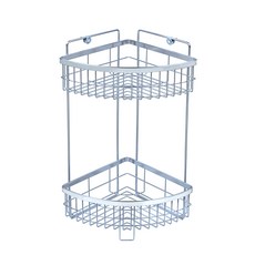 KING'S HOUSE 不鏽鋼雙層角落架，浴室置物架，壁掛/落地兩用，收納架, 不鏽鋼雙層角落架, 1個