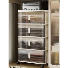 슬라이딩 미닫이 틈새 수납장 옷 다용도 수납 선반형, 50cm 폭 투명 커피