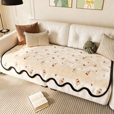 毛絨沙發墊2026秋冬季新款法式加厚坐墊子可愛風固定防滑蓋布, 1件, 丁迪熊