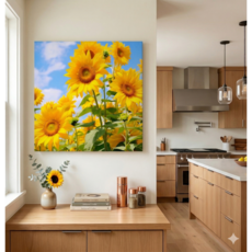 밝은 거실 풍수 인테리어 벽꾸미기 그림액자 해바라기액자 2번 햇살 가득한 정원, 22x22cm