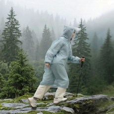 FaSoLa 輕便連身雨衣 男女通用寬鬆版型 適合身高 150-180cm, 藍色, 1個