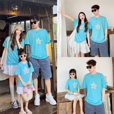 臺灣熱銷親子裝寬鬆繡花五角星T恤 母女母子裝一家三口包P衣