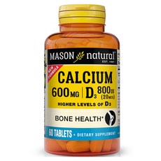 Mason Naturals 鈣 600毫克 D3 800國際單位 錠劑, 1個, 60錠