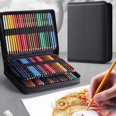 색연필 200색 미술 그림 잉 수용성 48색 도구 채색 전문가 색칠 틴케이스 세트, 200색-싱글 펜 가방