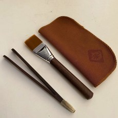 高端實木茶夾組：功夫茶杯鑷子、茶葉夾，茶具配件套裝, 黑檀銅頭茶夾+黑檀茶刷+茶巾, 1個