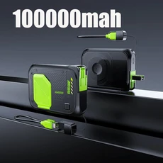 100000 mAh 자기 PowerBank 22.5W 초고속 충전 AC 플러그가 있는 고용량 Iphone Samsung XIAOMI 호환용 휴, 02 Black 100000mah
