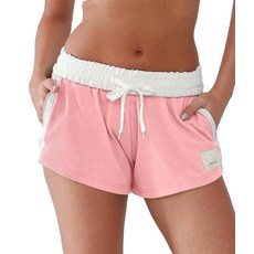 YIPINK 여성용 편안한 스웨트 반바지 면 접이식 허리 밴드