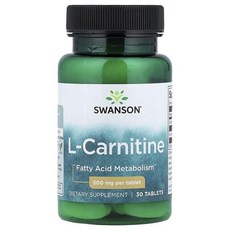 Swanson L-Carnitine Tablets 스완슨 L-카르니틴 타블렛, 2개, 30정