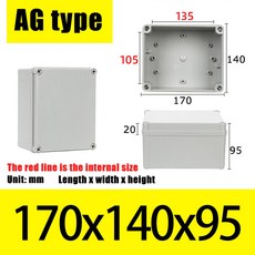 AG 유형 방수 DIY 하우징 악기 보관 상자 케이스 프로젝트 ABS 플라스틱, AG170X140X95