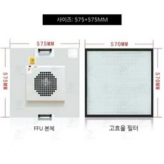 산업용 공기청정기 필터 정화기 환기 정화 클린룸 실험실, 실버, 플라스틱 FFU-HT575L