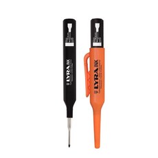 愛森諾工具/德國 LYRA 鐳拉 深孔油性工程筆 專利筆夾 深孔工程筆 奇異筆 馬克筆 永久標記 適用於所有光滑乾燥表面, 1個, LYRA 深孔油性記號筆（黑）