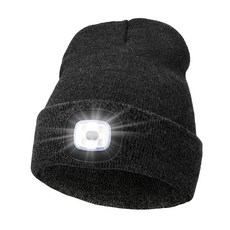 MELASA 유니 모자 USB 충전식 핸즈프리 헤드램프 LED 비니 남성 아빠 아버지 남편 겨울 선물 헤링본 238149, 슬레이트 그레이/블랙 슬레이트 그레이