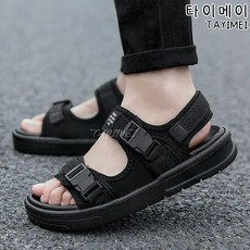 타이메이 남성용 아웃도어 스포츠 샌들 키높이 버클 스트랩 여름 시원한 데일리 캐주얼 슈즈