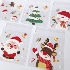 크리스마스 접착 OPP봉투 10x10 OPP봉투 용품 루돌프 산타 포장비닐 투명포장지 크리스마스 구디백 986000ea (개), 본상품