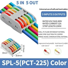 1다중 출력 푸시인 전선 커넥터 터미널 케이블 연결용 범용 고속, 03 SPL 5(PCT 225) Color, 01 10 PCS