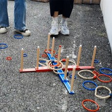 IS리빙 십자 고리 던지기 놀이 고리던지기세트, 우드 2단 십자 고리던지기