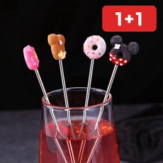 카페 파티용 캐릭터 머들러 하이볼 에이드 칵테일스푼 1+1, onda 8도넛머들러-초코, 1개