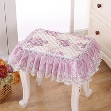 화장대 화장대의자 시트 네일아트의자 매트가정용 직사각형 수틀의자 커버 신발장 피아노 걸상매트, 밝은보라색빨간색부드러운녹색모란레이스스타일