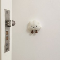 毛絨玩偶門後靜音緩衝防撞貼(單個) 可愛造型門把手靜音防撞墊 門後緩衝墻壁門擋防撞墻貼 門後靜音防撞貼, 白雲, 1個