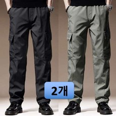 (1+1)히트세븐 봄 가을 작업복바지 남성 방풍 방한 오토바이 바지 블랙 통넓은 건빵바지 카고바지 BSDSS42, 블랙+카키그린