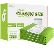 USBOO Dekor CLASSIC 기저귀 통 리필과 호환됨 | 4팩 일회용 리필 추가 두께 빠르고 쉽게 교체 가능 벚꽃 향 최대 2000개의 보관, 1 Count (Pack of 4)