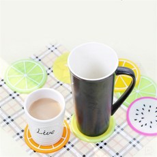 윤스피플 실리콘 컵받침 컵받침용, 레몬