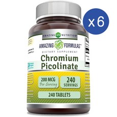 어메이징 뉴트리션 크롬 피콜리네이트 200mcg Amazing Nutrition Chromium Picolinate, 6개, 240정