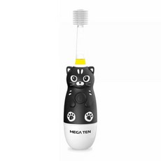 日本 VIVATEC Mega Ten 幼童電動牙刷 360度 纖柔刷毛 頂級款 6008, 黑貓, 電動牙刷, 1個, N/A