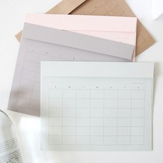 만년 달력 캘린더 인테리어 종이 봉투 4컬러 가로형, 크라프트