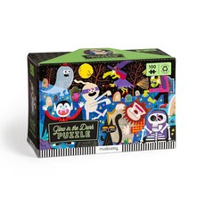 Mudpuppy 공룡 공원 - 공룡의 선사 시대 장면과 어둠 속의 숨겨진 화석 디테일이 있는 100피스 야광 직소 퍼즐, Haunted Graveyard