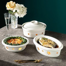 보온 접시 미니화로 워머 플레이트 플레이팅접시 가열대 10인치 원형+플레이트, B. 12인치 타원형+플레이트