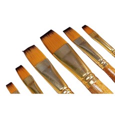 黃鋁管六支套組彩繪筆︱圓筆 橢圓筆 斜筆 平筆 咖啡筆桿 畫筆 油畫筆 彩繪筆 尼龍畫筆 水彩筆︱麥手作, 1個