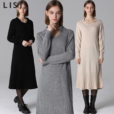 리스트 리스트 울블렌디드 V넥카_라 니트 원피스 (택가격238000원) (P003508940)