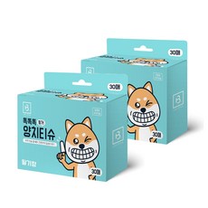 똑똑똑 핑거 양치티슈 30매 2개 강아지칫솔 양치질티슈, 30개입, 2박스