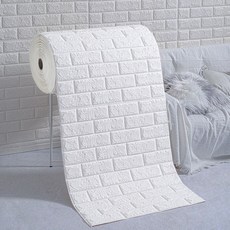 친환경 단열 충돌 방지 폼블럭 이음새없는 접착 벽지, 흰색0.7m*10m, 1개