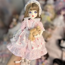 30公分 BJD 改妝娃娃 6分娃 3D真眼 女孩換裝洋娃娃, 1個, 草莓妹妹,圖上整娃送手組