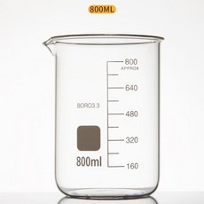 유리 비커 유리 저형 비커 실험실 유리 두꺼운 고온 내성 측정 컵 100 800Ml, [00] 300ml