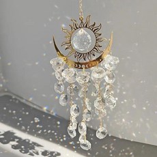 月亮太陽 水晶掛件 彩虹捕手 家居窗戶裝飾, 透明, N/A